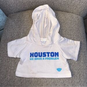 Build-A-Bear Houston, We Have A Problem Shirt White Blue Hoodie RARE HTF BABW